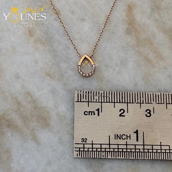 گردنبند طلا اشکی توخالی نگینی